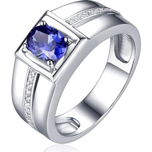 Sapphire gemstones zircon diamonds Rings for men white gold silver color anillos wedding ring jewelry bague homme accessory gift