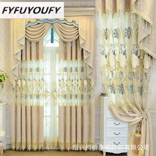 European curtain embroidery luxury high-grade thickening living room bedroom shade French Window luxury simple modern Villa