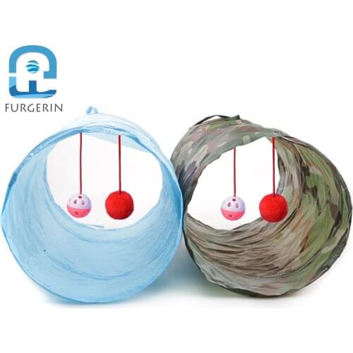 FURGERIN Funny Pet Cat Tunnel with Small Bell Ball 2 Holes collapsible cat toy Kitten Toys Puppy Rabbit Dog Tunnel Tubes