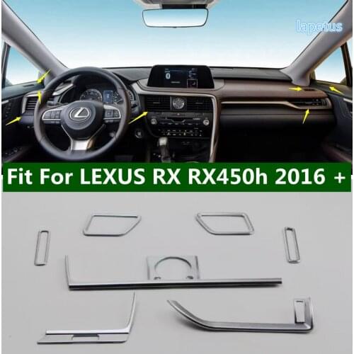 Lapetus Interior 7 Pcs For LEXUS RX RX450h 2016 2017 2018 2019 2020 Dashboard Air AC Vent Outlet Stripes Cover Trim