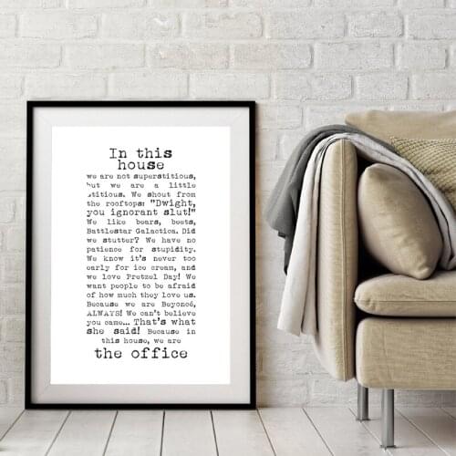 Michael Quote Print In This House Office TV Show Poster Black and White Funny Wall Art Picture Canvas Painting Living Room Decor
