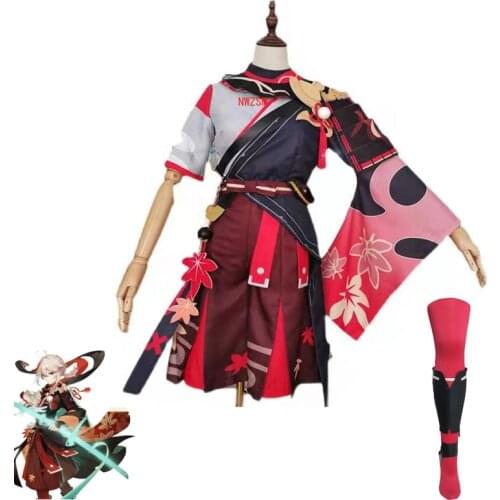 Game Genshin Impact Kazuha Cosplay Costume Kazuha Game Genshin Impact Kazuha Costume Wig Shoes In Stock