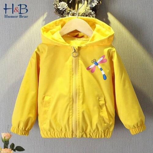 Humor Bear Children Coat New Spring &Autumn Jacket New Long Sleeve Cartoon Printed Hooded Kids Outerwear Clothes