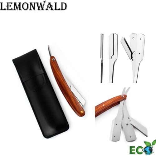 LEMONWALD Straight Razor Hand Made Wooden Handle Classic Safety Straight Razor Shaver Fit Half Piece Double Edge Razor Blade