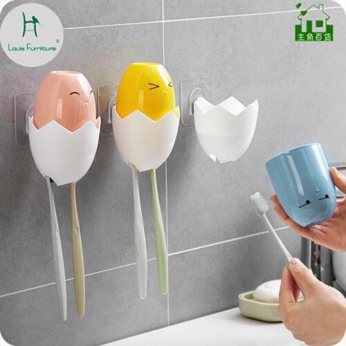 Louis Fashion Wall Type Lovers Gargle Cup Suite Hostel Cute Brush Creative Toothbrush Holder Home Plastic Free Drilling