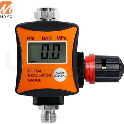 Pressure Gauge 1/4" Digital Air Lock Regulator Spray Gun Paint Gun Air Flow Regulator