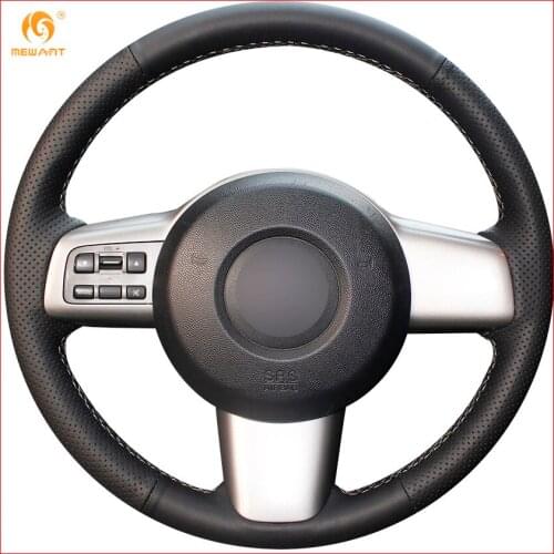 MEWANT Black Genuine Leather Car Steering Wheel Cover for Mazda 2 2008 2009 2010 2011 2012 2013 2014 Interior Accessories Parts