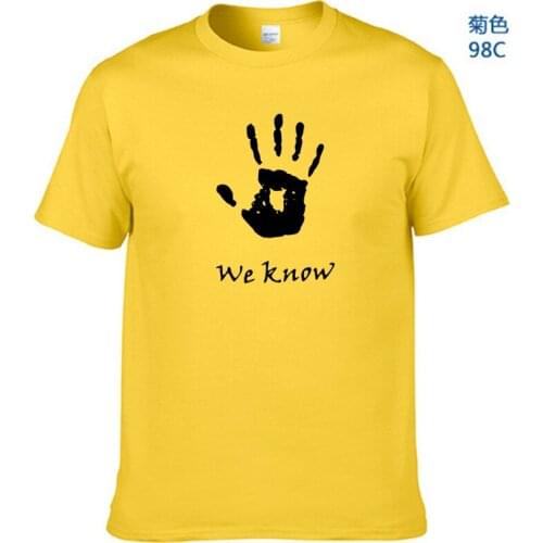 We Know Hand Print Tee 2019 Summer Casual Fashion Men T Shirts 100% Cotton Short Sleeve T-ShirtsWe Know Hand Print Tee 2019 Summ