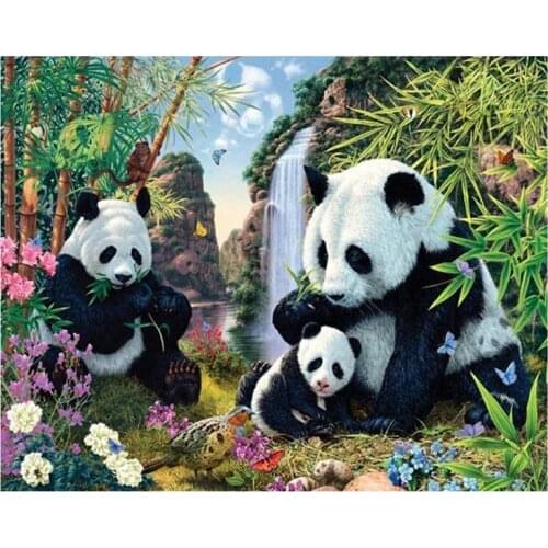 Animal Panda Pattern Round Diamond Diamond Painting Set Diy Set Living Room Kitchen Decoration Painting