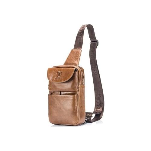 Mens First Layer Cowhide Chest Bag Brown Black Shoulder Crossbody Trendy Chest Mini Messenger Small Mens Bag Leisure sport Sac