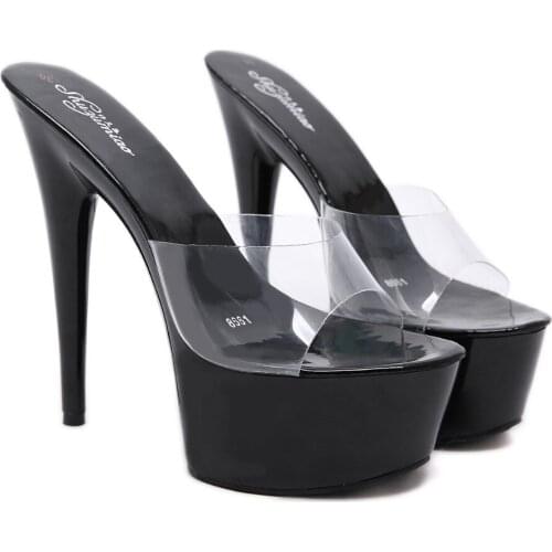 New Women Slipper Crystal Fine Heel 15cm Slipper Female Summer Waterproof 15cm Prevent Thick Bottom Sexy Shoes Factory Price