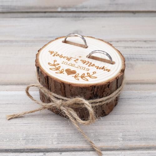 Personalized Wedding Ring Bearer Box,Customized Rings Holder,Wedding Wood Slice,Rustic Ring Box,Proposal Ring Box
