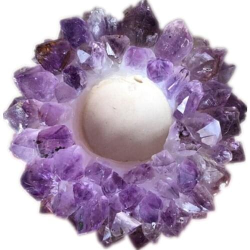 Wholesale gemstone crystal folk craft healing amethyst candle holder for decoration
