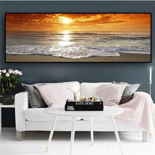 Sunsets Natural Sea Beach Landscape DIY 5d full diamond painting Panorama Scandinavian Wall Art Picture for Living Room