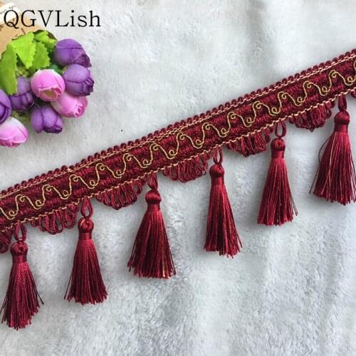 QGVLish 1M Curtain Taasel Fringe Lace Trim Ribbons Belts DIY Sew Sofa Garment Pillow Stage Edge Home Decor Curtain Accessories