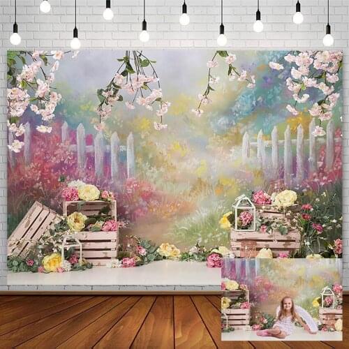 Pink Gold Floral Cake Smash Backdrops Girl Birthday Decor Newborn Portrait Photography Backgrounds Photo Studio Props Photozone