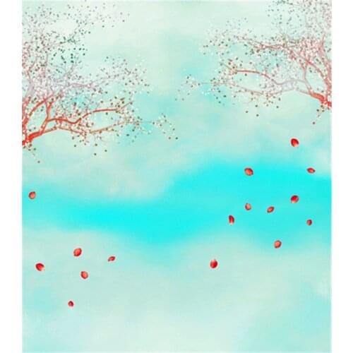 Light Blue Sky with Red Plum Backgrounds for Photo Studio 3x5ft Digital Printed Newborn Photography Backdrops Custom Made