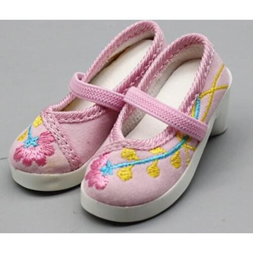 1 Pair 7.8cm Embroidered Shoes for 1/3 60cm BJD/SD Low-heel Shoes Girl Shoes Dolls Accessories