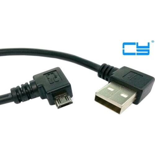 USB 2.0 A Male Left/Right Angle 90 Degree to Micro Right Angle Male Data Charger Cable Cord 28AWG with shielded 20cm