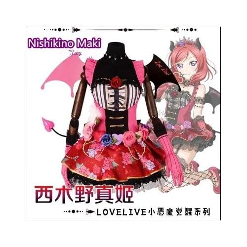 [Stock] Anime! Lovelive Nishikino Maki Little Devil Awakening Cosplay Costume For Women dress+petticoats Free Shipping