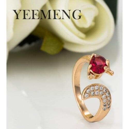 YEEMENG Fashion Lovely Gold Color Multicolor Zircon Cute Fox Rings for Women Animal Beautiful Ring Jewelry