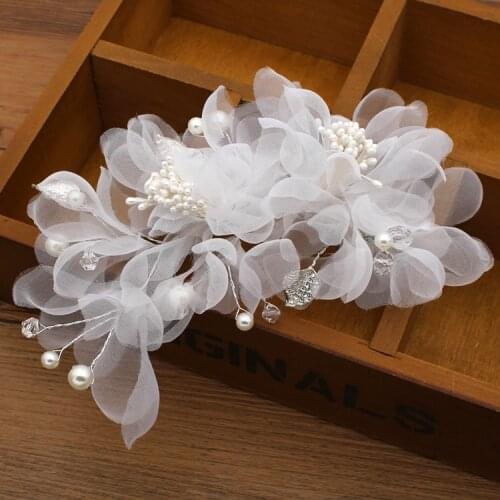 Bride Pearl Headpiece hair accessories accessoires mariage flower hair comb fascinator wedding comb peigne mariage