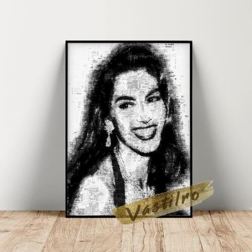 Cindy Crawford Famous Model Black And White Poster Photograph Movie Star Prints Wall Art Canvas Painting Fans Collection Gift