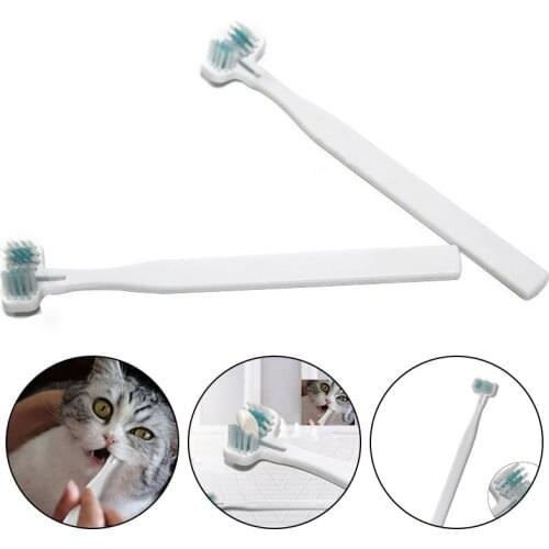 Pet Toothbrush Double Heads Cat Teeth Brushing For Dog Cat Supplies Multi-angle Cleaning Pet Breath Freshener Oral Care pet care