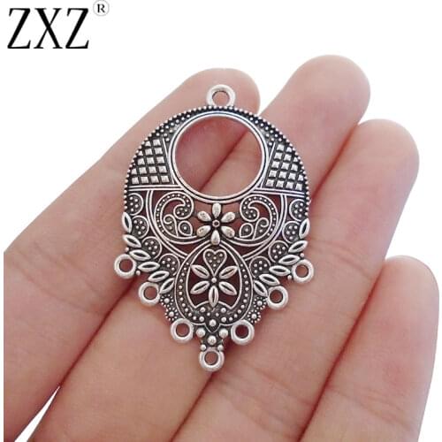 ZXZ 10pcs Flower Water Drop Chandelier Boho Earring Multi Strand Connector Charms Pendants Jewelry Findings