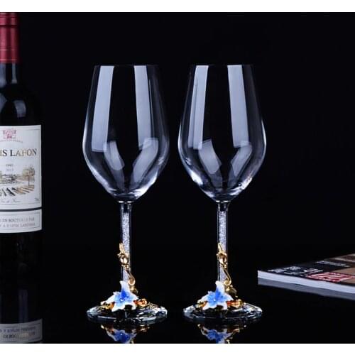 1 Pairs Enamel Wine Glass Cups 470ml Goblet Grape Crystal Set Europe Style Champagne Cup Home Drinkware Wedding Gifts