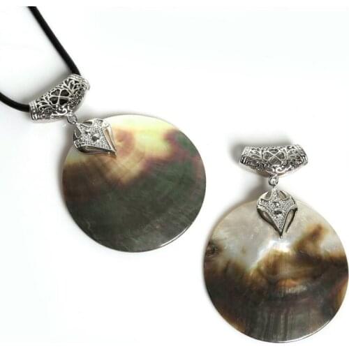 1PC 60*80mm Round Natural Pearl Black Shell Pendants DIY Necklace Pendants for Jewelry Making Findings