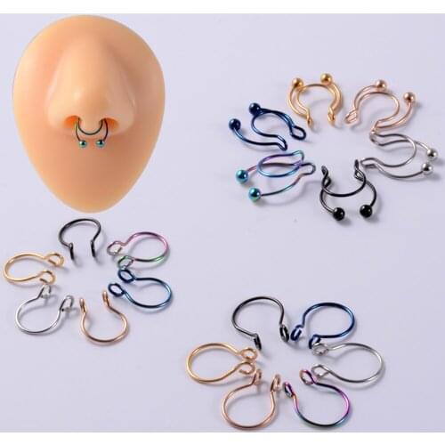 2PC/Lot Surgical Stainless Steel Deer Horn Shape Fake Nose Ring Earring Labret Lip Ring Nose Ring Body Piercing Jewelry