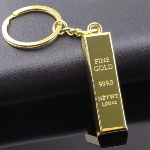 2020 Creative Metal Faux Gold Bar Bullion bar bullion Keychain Car Keyring Three-dimensional Small Accessories