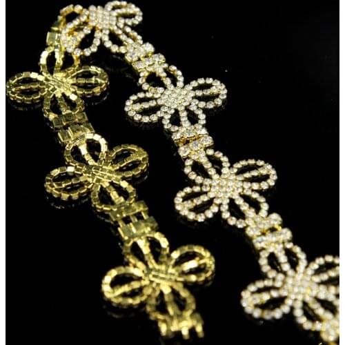 5Yards Trimming Crystal Strass Chain Wedding Crystal Rhinestone Trims Sew On Flower Applique Rhinestone Chain