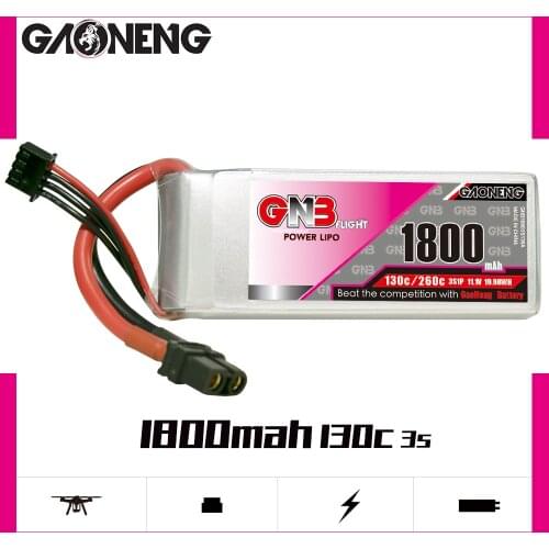 Gaoneng GNB 1800mAh 3S 11.1V 130C/260C Lipo Battery With XT60 Plug For Helicopter Aircraft RC FPV Racing Drone Parts