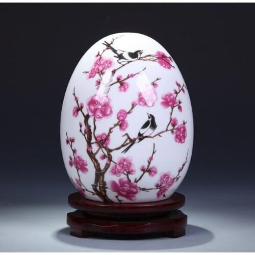 Antique Jingdezhen Ceramic Vase Lucky Egg Powder Enamel Thin Prosperous Egg Contemporary Home Decoration Furnishing Article