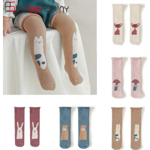 Balleenshiny New Terry Thickened Baby Socks Cotton Knee High Kids Socks warm cartoon childrens socks Infant Toddler Accessories