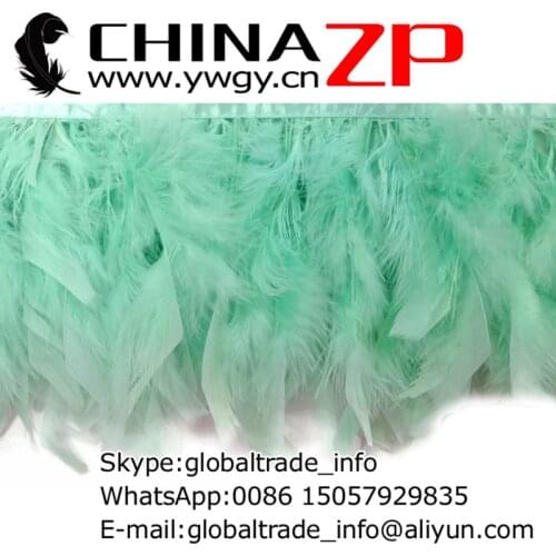CHINAZP Factory Wholesale 10yards/lot Selected Prime Quality Dyed Aqua Green Chandelle Feather Trim