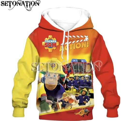 Fireman Sam KID 3D print boys/girls Flannelet thickening type Children zipper coat Sweatshirt/Hooded//family clothing design