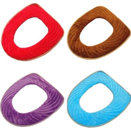 2019 Hot Sale Thickened Velcro-type Super Soft Water Velvet Embossed Toilet Seat Toilet Seat Cover