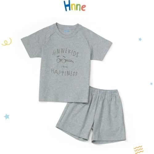 Hnne 2021 Summer New Unisex Boys Girls Clothes Kids Summer Outfits T-Shirt Short Sets 100% Organic Cotton Childrens Health Tops