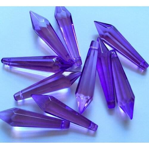 Good Quality 52mm Nice Dark Purple Crystal Glass Icicle U-drop Chandelier Crystal Prisms (Free Rings) Cake Topper Decorations