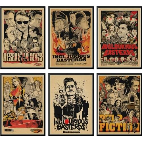 Classic Movie Fight Club Pulp Fiction Shining Kill Bill Poster Vintage Poster Wall Stickers for Living Room 42X30cm