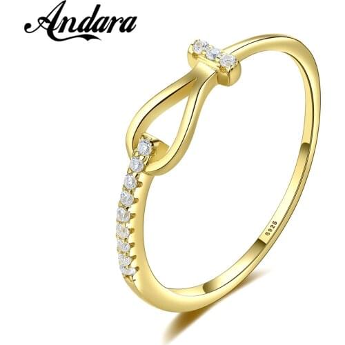 New S925 Sterling Silver Ring Simple Bow 14K Gold Ring for Woman Jewelry Gift