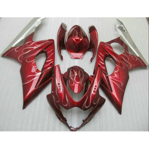 Red flame in black fairing kit for yellow blue orange GSX-R1000 2005 2006 silver grey Seat Cowl K5 GSXR1000 GSXR 1000 05 06