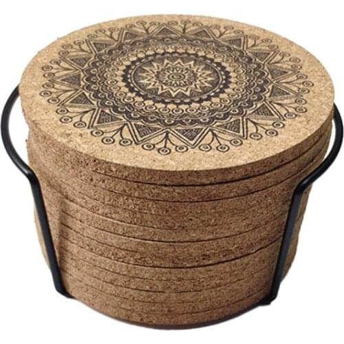 Round Cork Coaster with Bracket Set Heat Insulation Mat Anti Scalding and Anti Skid Meal Mat Bol Mat Pot Mat