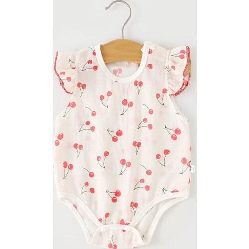 Melario 0-24M Summer Clothing Baby Girl Cherry Print Cotton Romper Girls Jumpsuit Fashion Infant Clothes Summer Baby Clothes