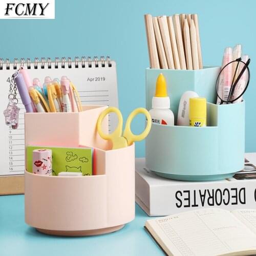 Multifunctional 3 Grid 360 Degree Rotating Pen Holder Desktop Organizer Large Capacity Pencil Box School Stationery