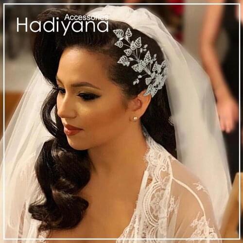 Hadiyana Fashion Leaf Hair Comb Double Side Headwear Pins Luxury Wedding Headpiece Handmade Bridal Hair Piece Accessories BC4740