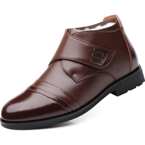 Winter Men Casual Shoes High Heel Slip on Men Shoes Plus Velvet Cotton Wearable Light Business Waterproof Cotton Shoes for Men